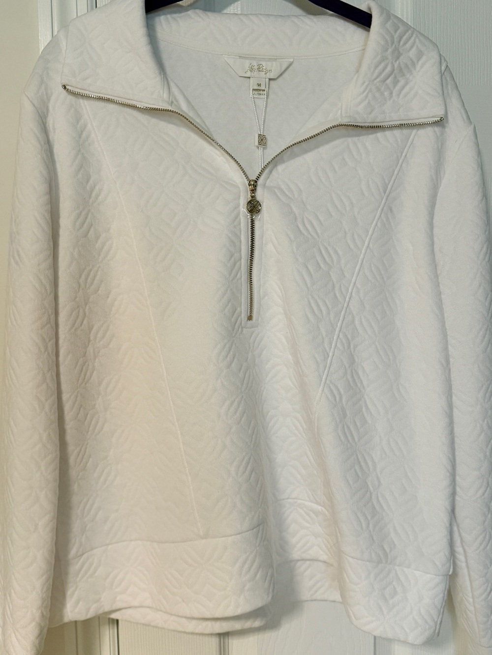 Lilly Pulitzer Women's White Quilted Half-Zip Pullover